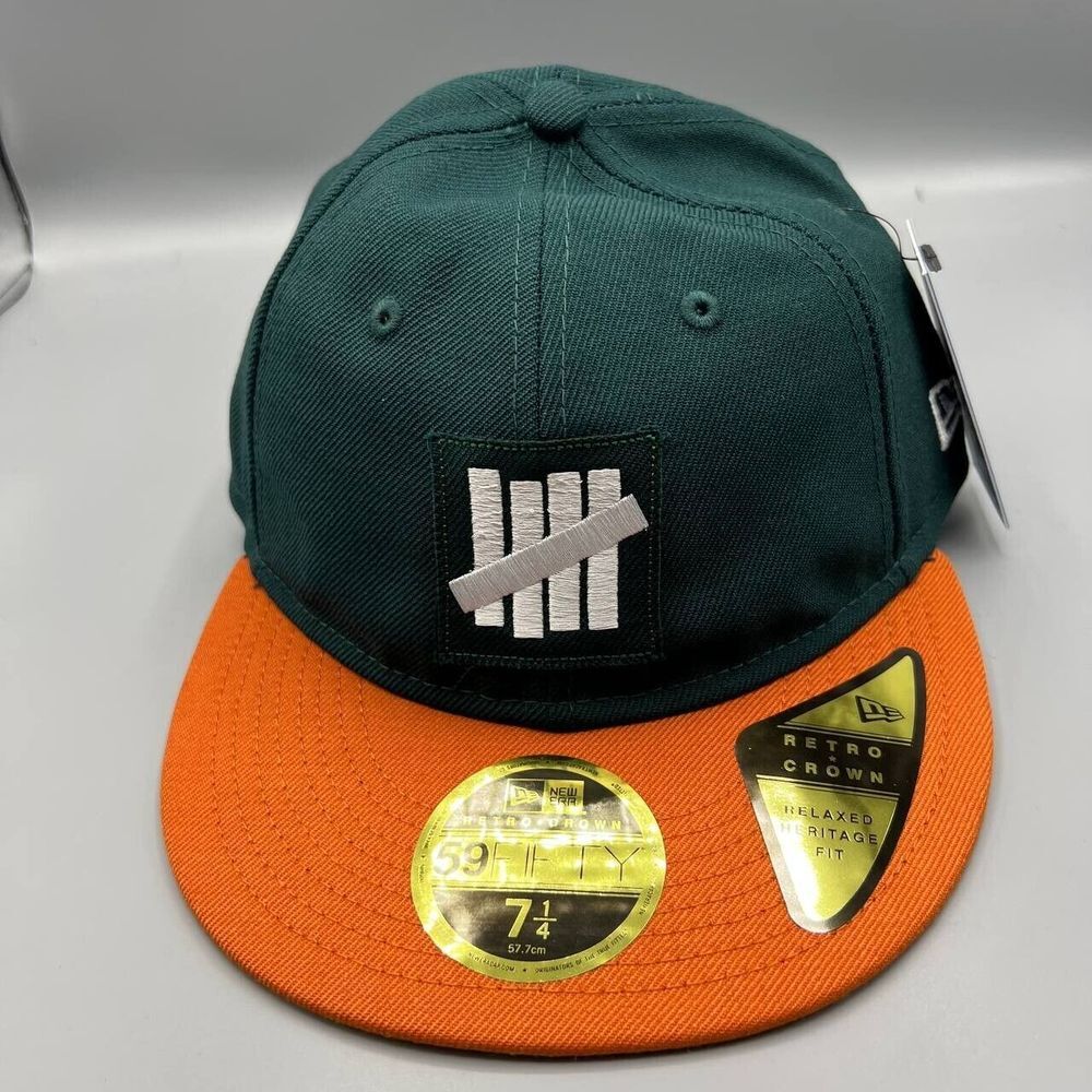 Undefeated Hat Men 7 1/4 Green Orange 59Fifty New Era Fitted Cap New Wool